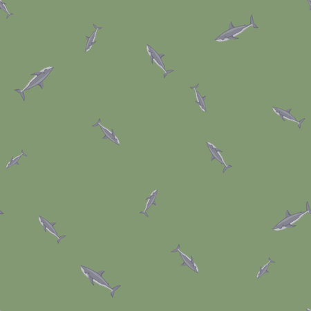 White shark seamless pattern in scandinavian style. Marine animals background. Vector illustration for children funny textile prints, fabric, banners, backdrops and wallpapers.のイラスト素材
