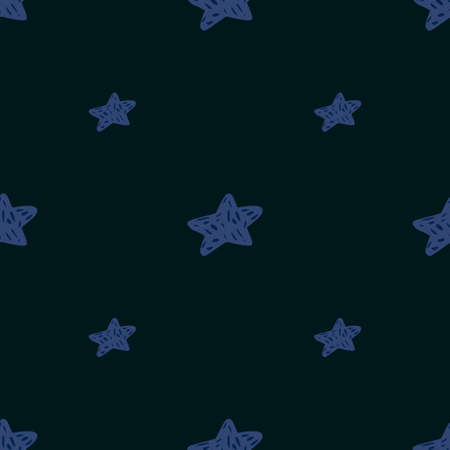 Stars seamless pattern. Hand drawn background celebration. Repeated texture in doodle style for fabric, wrapping paper, wallpaper, tissue. Vector illustration.のイラスト素材