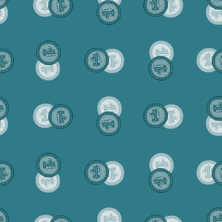 Coins seamless pattern. Hand drawn background from money. Repeated texture in doodle style for fabric, wrapping paper, wallpaper, tissue. Vector illustration.のイラスト素材