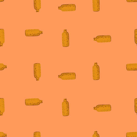 Cosmetic bottle seamless pattern. background for spa. Repeated texture in doodle style for fabric, wrapping paper, wallpaper, tissue. vector illustration.のイラスト素材