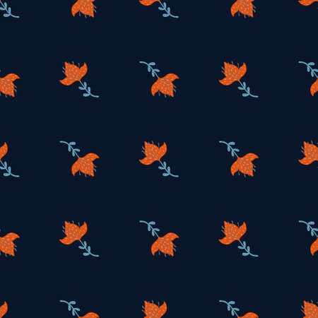 Lily abstract seamless pattern. Hand drawn flower background. Repeated texture in doodle style for fabric, wrapping paper, wallpaper, tissue. Vector illustration.のイラスト素材