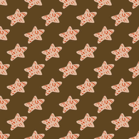 Stars seamless pattern. Hand drawn background celebration. Repeated texture in doodle style for fabric, wrapping paper, wallpaper, tissue. Vector illustration.のイラスト素材