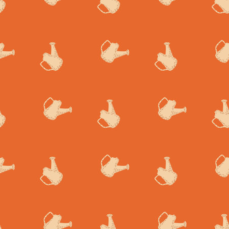 Watering can seamless pattern. garden background. Repeated texture in doodle style for fabric, wrapping paper, wallpaper, tissue. vector illustration.のイラスト素材