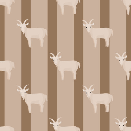 Seamless pattern of goat. Domestic animals on colorful background. Vector illustration for textile prints, fabric, banners, backdrops and wallpapers.のイラスト素材