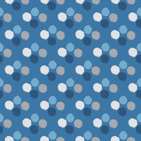 Pom poms of seamless pattern. Hand drawn cute background. Repeated texture in doodle style for fabric, wrapping paper, wallpaper, tissue. Vector illustration.のイラスト素材