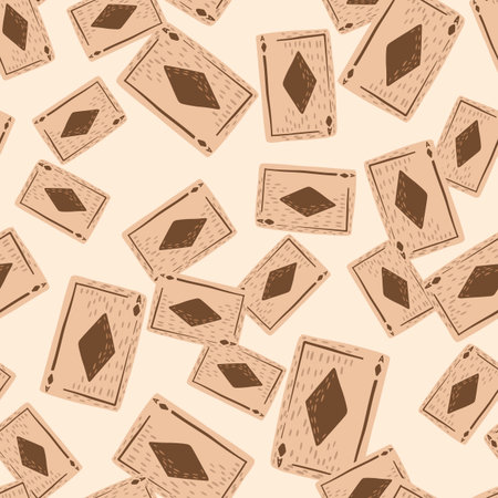 Game cards diamonds seamless pattern. Design gambling. Repeated texture in doodle style for fabric,...