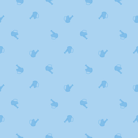 Watering can seamless pattern. garden background. Repeated texture in doodle style for fabric, wrapping paper, wallpaper, tissue. vector illustration.のイラスト素材