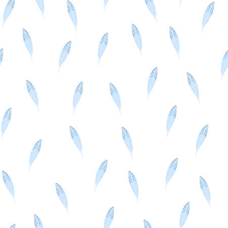 Feathers seamless pattern. background feather of bird. Repeated texture in doodle style for fabric, wrapping paper, wallpaper, tissue. vector illustration.のイラスト素材