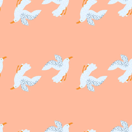 Seagulls seamless pattern. background of sea birds. Repeated texture in doodle style for fabric, wrapping paper, wallpaper, tissue. vector illustration.のイラスト素材