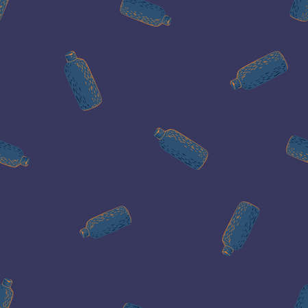 Cosmetic bottle seamless pattern. background for spa. Repeated texture in doodle style for fabric, wrapping paper, wallpaper, tissue. vector illustration.のイラスト素材