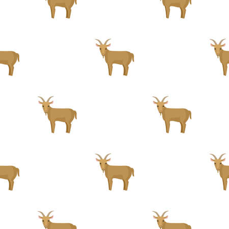 Seamless pattern of goat. Domestic animals on colorful background. Vector illustration for textile prints, fabric, banners, backdrops and wallpapers.のイラスト素材