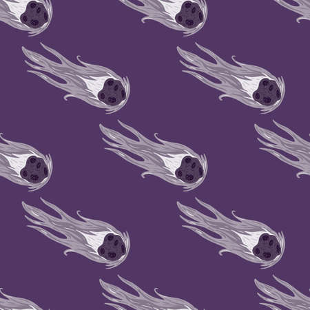 Comet fly seamless pattern. Design meteorite rain. Repeated texture in doodle style for fabric, wrapping paper, wallpaper, tissue. Vector illustration.のイラスト素材