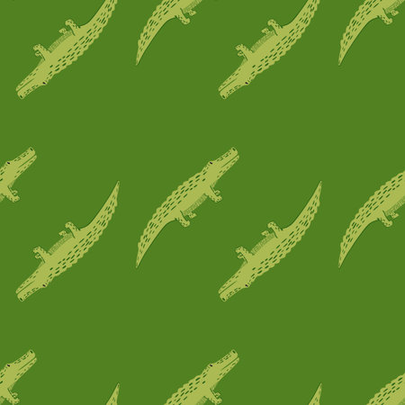 Cute crocodiles seamless pattern.Funny animals background. Repeated texture in doodle style for...