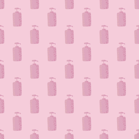 Cosmetic bottle seamless pattern. cosmetics cosmetics background. Repeated texture in doodle style...