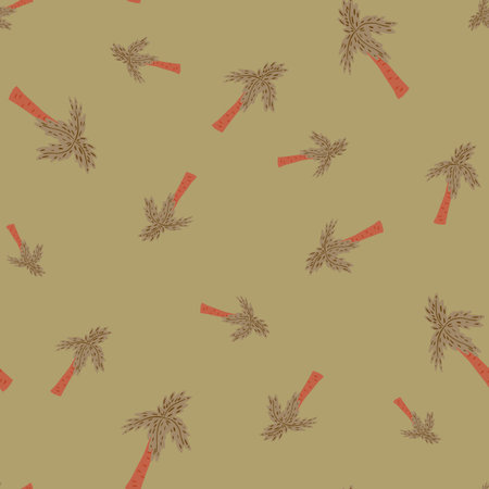Palm tree seamless pattern. Tropical background. Repeated texture in doodle style for fabric,...