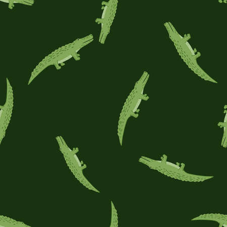 Cute crocodiles seamless pattern.Funny animals background. Repeated texture in doodle style for fabric, wrapping paper, wallpaper, tissue. vector illustration.のイラスト素材