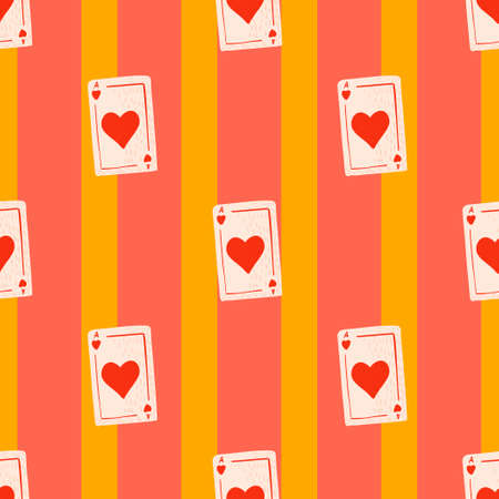 Game cards seamless pattern. Design gambling. Repeated texture in doodle style for fabric, wrapping paper, wallpaper, tissue. Vector illustration.のイラスト素材