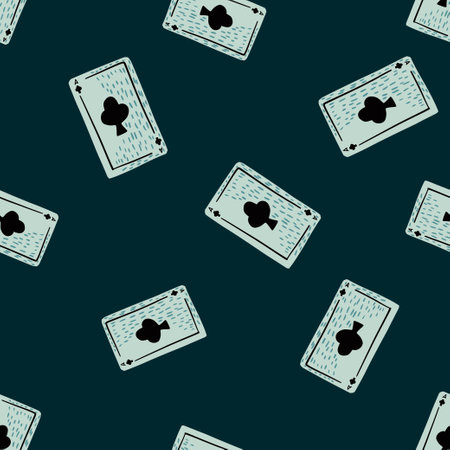 Game cards seamless pattern. Design gambling. Repeated texture in doodle style for fabric, wrapping paper, wallpaper, tissue. Vector illustration.のイラスト素材