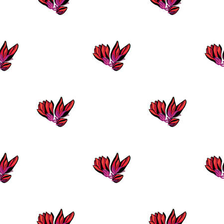 Magnolia seamless pattern. Romantic flower background. Repeated texture in doodle style for fabric, wrapping paper, wallpaper, tissue. vector illustration.のイラスト素材