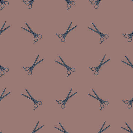 Scissors seamless pattern. Retro salon background. Repeated texture in doodle style for fabric, wrapping paper, wallpaper, tissue. vector illustration.のイラスト素材