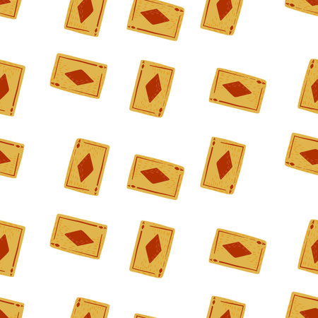 Game cards diamonds seamless pattern. Design gambling. Repeated texture in doodle style for fabric,...