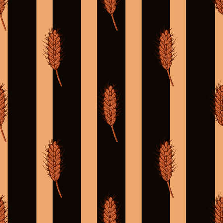 Wheat seamless pattern. Cereal crop sketch. Repeated texture in doodle style for fabric, wrapping paper, wallpaper, tissue. Vector illustration.のイラスト素材