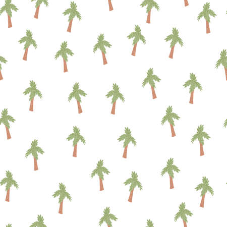 Palm tree seamless pattern. Tropical background. Repeated texture in doodle style for fabric, wrapping paper, wallpaper, tissue. vector illustration.のイラスト素材