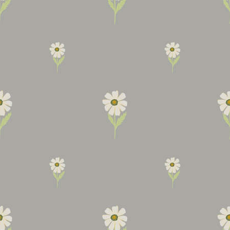 Chamomile pattern seamless in freehand style. Spring flowers on colorful background. Vector illustration for textile prints, fabric, banners, backdrops and wallpapers.のイラスト素材