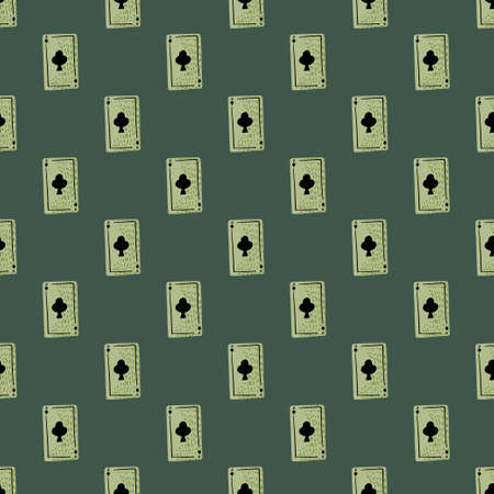 Game cards seamless pattern. Design gambling. Repeated texture in doodle style for fabric, wrapping paper, wallpaper, tissue. Vector illustration.のイラスト素材