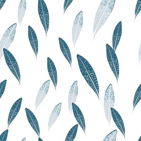Feathers seamless pattern. background feather of bird. Repeated texture in doodle style for fabric, wrapping paper, wallpaper, tissue. vector illustration.のイラスト素材