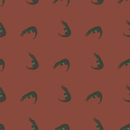 Cute crocodiles seamless pattern.Funny animals background. Repeated texture in doodle style for fabric, wrapping paper, wallpaper, tissue. vector illustration.のイラスト素材