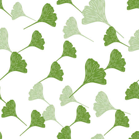 Ginkgo biloba seamless pattern. beautiful plant background. Repeated texture in doodle style for fabric, wrapping paper, wallpaper, tissue. vector illustration.のイラスト素材