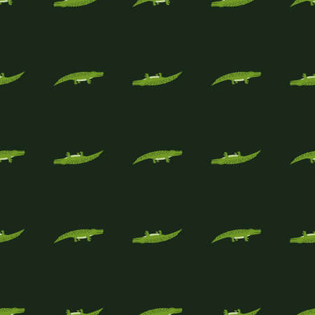 Cute crocodiles seamless pattern.Funny animals background. Repeated texture in doodle style for fabric, wrapping paper, wallpaper, tissue. vector illustration.のイラスト素材