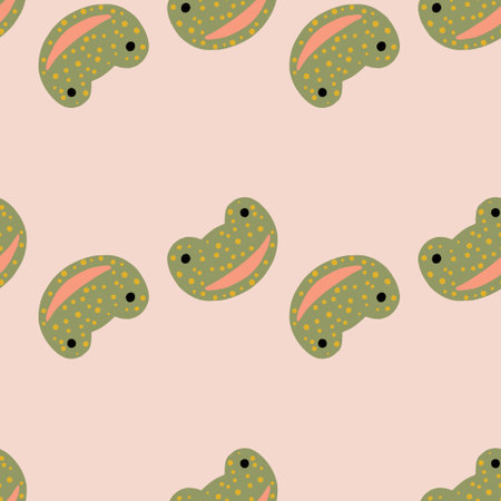 Frog pattern seamless in freehand style. Head predator on colorful background. Vector illustration for textile prints, fabric, banners, backdrops and wallpapers.のイラスト素材