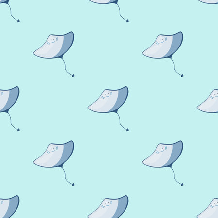 Stingray seamless pattern with scandinavian style. Underwater animals background. Vector...