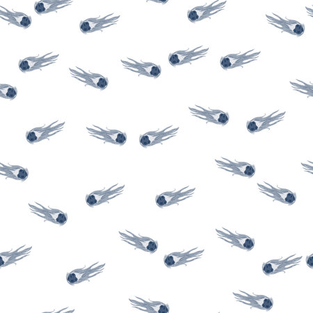 Comet fly seamless pattern. Design meteorite rain. Repeated texture in doodle style for fabric,...