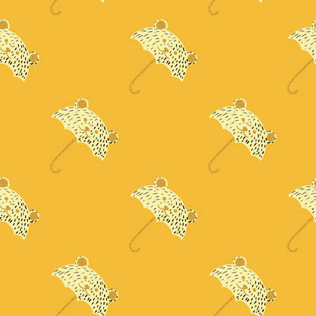 Bear umbrella seamless pattern. Funny characters background. Repeated texture in doodle style for fabric, wrapping paper, wallpaper, tissue. vector illustration.のイラスト素材
