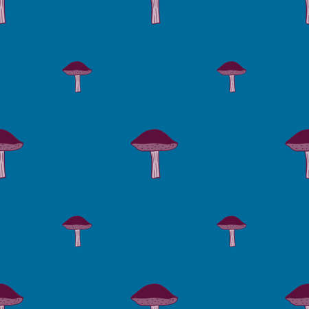 Mushrooms seamless pattern. fungi background. Repeated texture in doodle style for fabric, wrapping paper, wallpaper, tissue. vector illustration.のイラスト素材