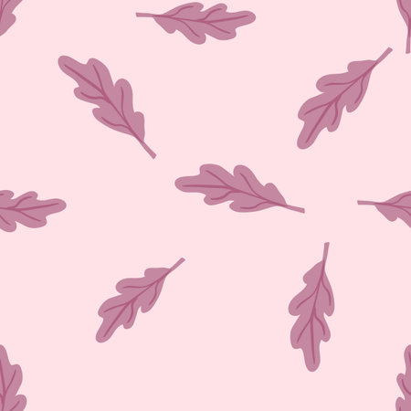 Oak leaf seamless pattern. plant background. Repeated texture in doodle style for fabric, wrapping paper, wallpaper, tissue. vector illustration.のイラスト素材