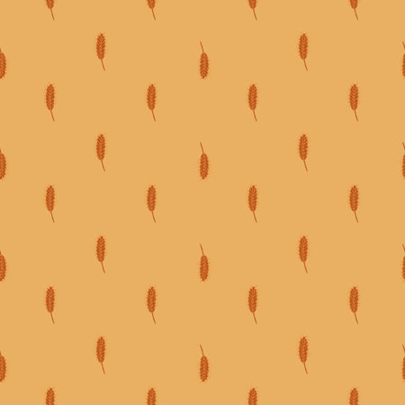 Wheat seamless pattern. Cereal crop sketch. Repeated texture in doodle style for fabric, wrapping paper, wallpaper, tissue. Vector illustration.のイラスト素材