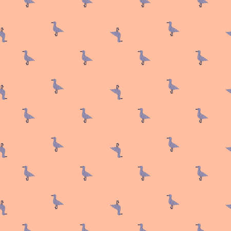 Seagulls standing seamless pattern. background of sea birds. Repeated texture in doodle style for fabric, wrapping paper, wallpaper, tissue. vector illustration.のイラスト素材