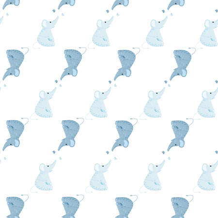 Cute elephant with butterfly seamless pattern. Funny childish tracery in doodle style. Hand drawn texture for fabric, wallpaper, textile, print, title, wrapping paper. vector illustration.のイラスト素材
