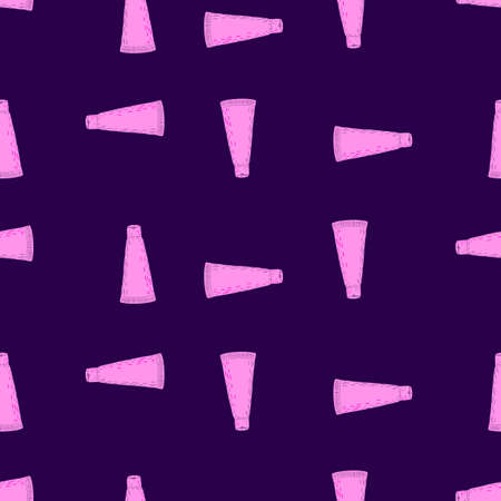 Tube cosmetic cream seamless pattern. Spa elements in doodle style. Hand drawn texture for fabric, wallpaper, textile, print, wrapping paper. vector illustration.のイラスト素材