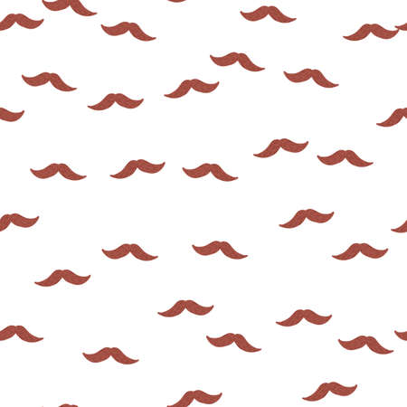 Mustache seamless pattern. Vintage barbershop in doodle style. Hand drawn repeat texture for fabric, wallpaper, textile, print, wrapping paper. vector illustration.のイラスト素材