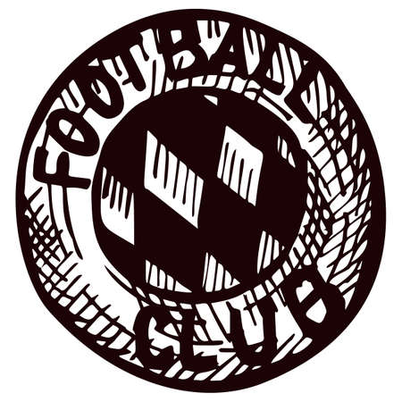 Football emblem sketch isolated. Vintage element of football team in hand drawn style.のイラスト素材