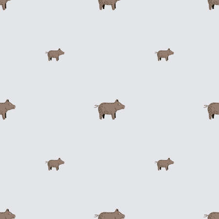 Cute pigs seamless pattern. Background of livestock animals. Repeated texture in flat style for fabric, wrapping paper, wallpaper, tissue. vector illustration.のイラスト素材