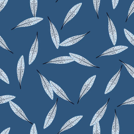 Feathers seamless pattern. background feather of bird. Repeated texture in doodle style for fabric, wrapping paper, wallpaper, tissue. vector illustration.のイラスト素材
