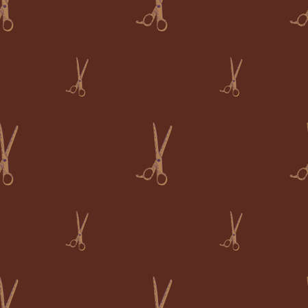 Scissors seamless pattern. Retro salon background. Repeated texture in doodle style for fabric, wrapping paper, wallpaper, tissue. vector illustration.のイラスト素材