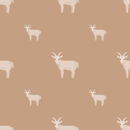 Seamless pattern of goat. Domestic animals on colorful background. Vector illustration for textile prints, fabric, banners, backdrops and wallpapers.のイラスト素材