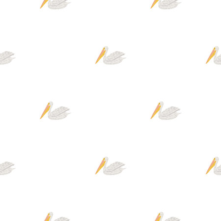 Pelican sitting seamless pattern. background of sea birds. Repeated texture in doodle style for fabric, wrapping paper, wallpaper, tissue. vector illustration.のイラスト素材